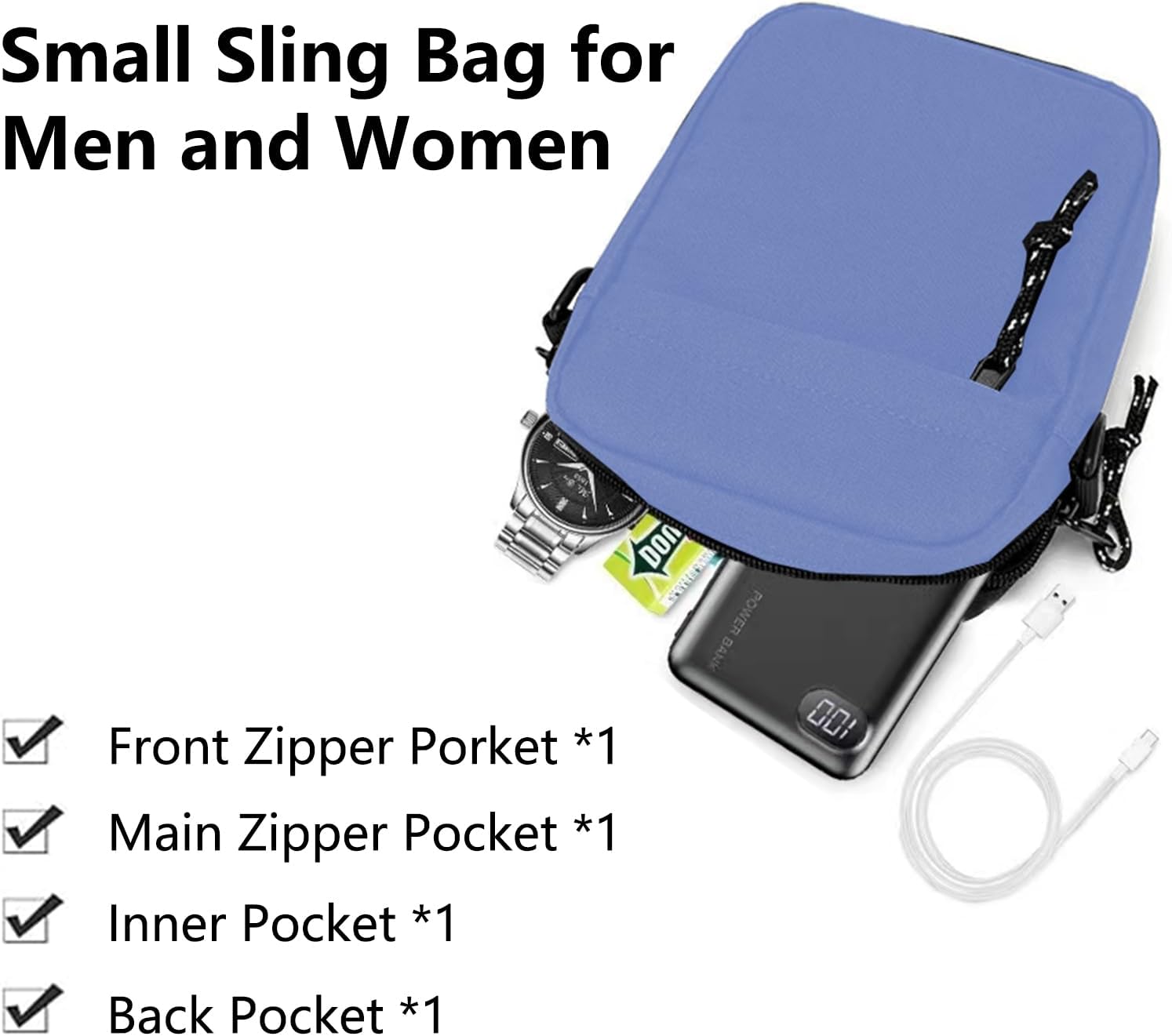 Small Crossbody Bags for Women, Mini Sling Purse for Men and Women, Casual Phone Chest Bag for Travelling Hiking