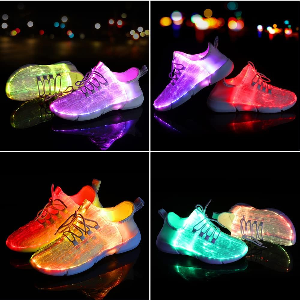 Light up Shoes,Fiber Optic LED Shoes for Women Men USB Charging Dancing LED Sneakers Flashing Shoes Glowing Luminous Trainers for Festivals,Christmas,Halloween and Parties White