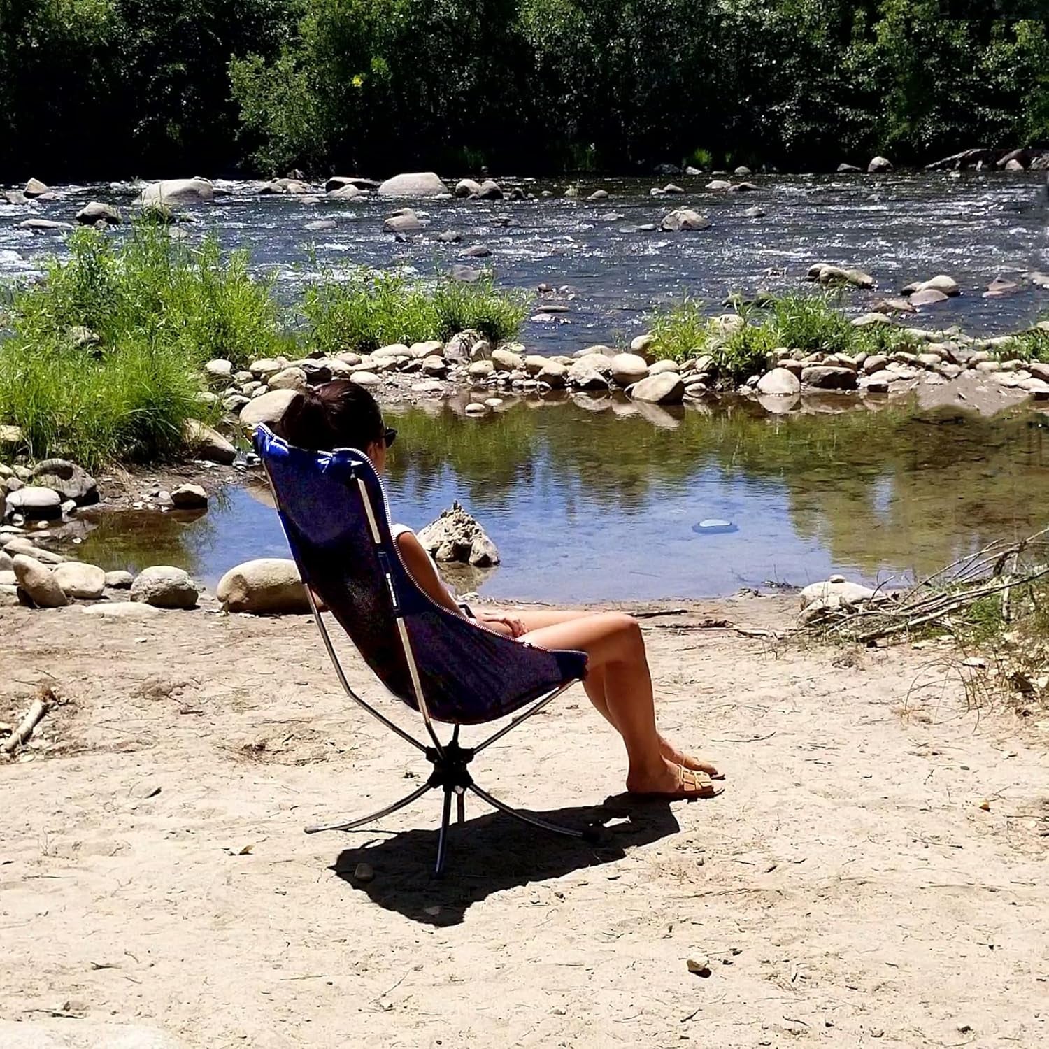 Outdoors Silent Swivel Lightweight Camping Chair | Foldable Compact 360 Degree Chair