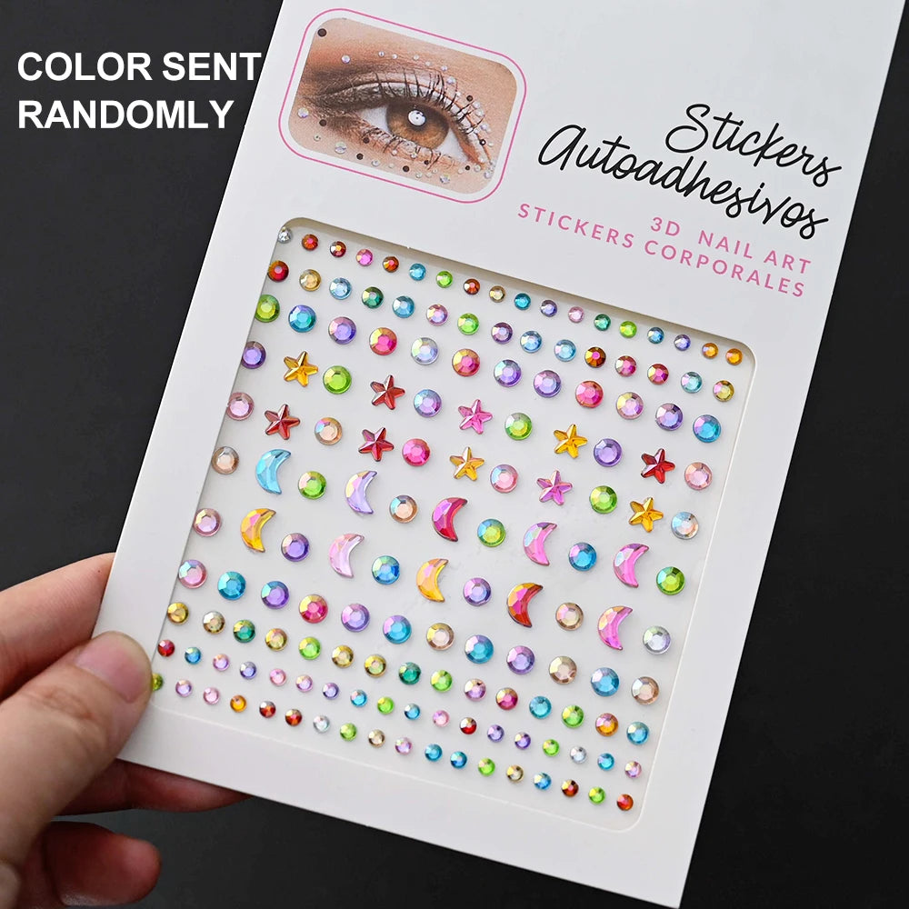 1Pc 5D Face Diamond Water Drops Rhinestone Gem Sticker Crystal Tear Eyeshadow Sticker Nail Body Makeup Stars Sticker DIY Decor