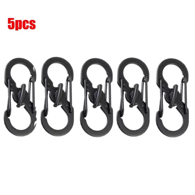 5Pcs Outdoor Camping S Type Carabiner with Lock Mini Keychain Hook Anti-Theft Outdoor Camping Backpack Buckle Key-Lock Tool