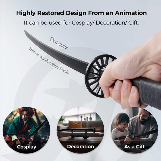 Demon Katana - 41 Inch Anime Replica with Belt and Stand - Durable Sword Perfect for Cosplay - Nichirin Sword with Authentic Design
