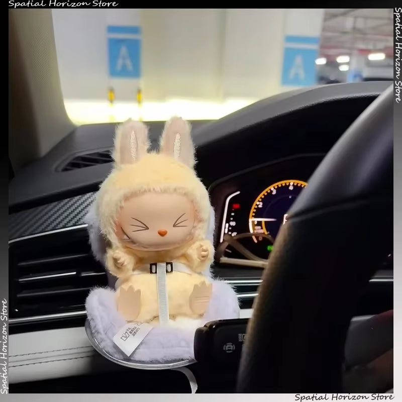 Mini Plush Doll Safety Seat Kawaii Labubu Idol Kpop Doll Plush Seat Car Air Aromatreatment Decoration Car Ornament Gifts