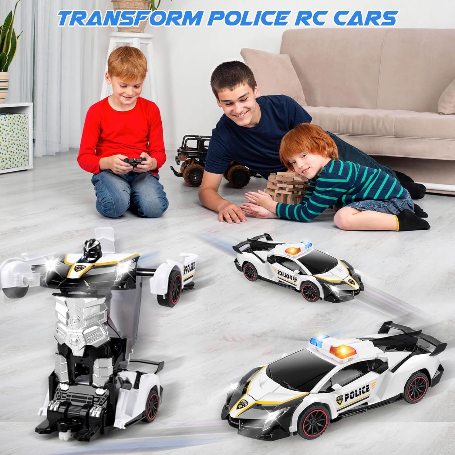 Remote Control Car Toy for Kids 4 5 6 7 8, Transform Police RC Cars Toy, Robot Car, Birthday Gift for Kids Toys Age 4 5 6 Years Old Boys and Girls