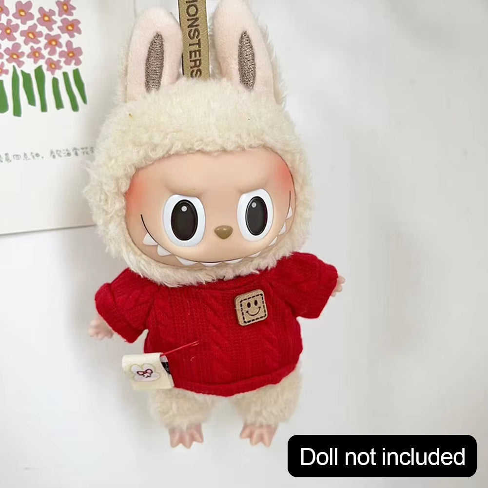 Adorable Strawberry Love Winter Sweater for 17cm Labubu Dolls - Perfect Gift for Kids!