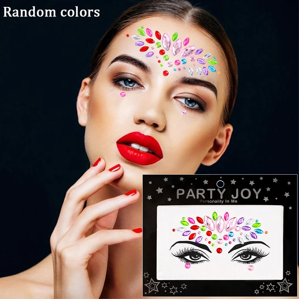1Pc 5D Face Diamond Water Drops Rhinestone Gem Sticker Crystal Tear Eyeshadow Sticker Nail Body Makeup Stars Sticker DIY Decor