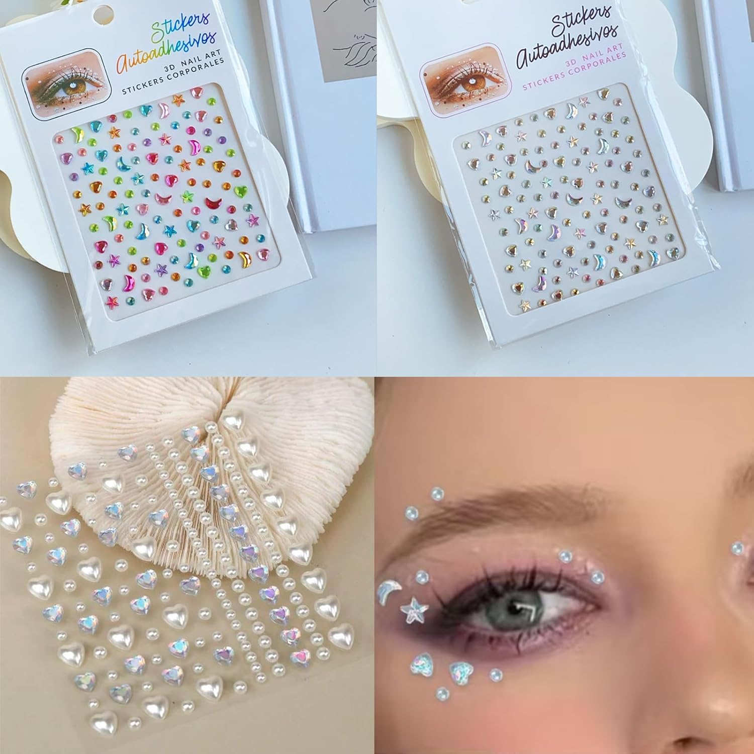 Self Adhesive Face Gems Stickers, Hair Gems Face Jewels Eye Jewels Rhinestones Festival Essentials Rave Accessories Rhinestone Stickers, Eye, Makeup for Kids,Women