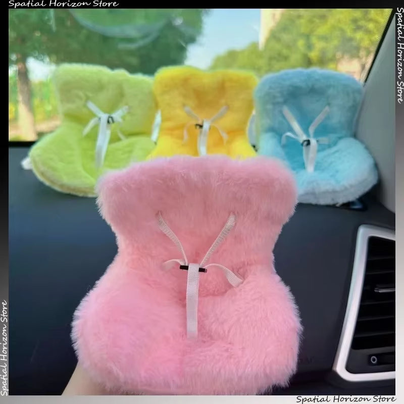 Mini Plush Doll Safety Seat Kawaii Labubu Idol Kpop Doll Plush Seat Car Air Aromatreatment Decoration Car Ornament Gifts