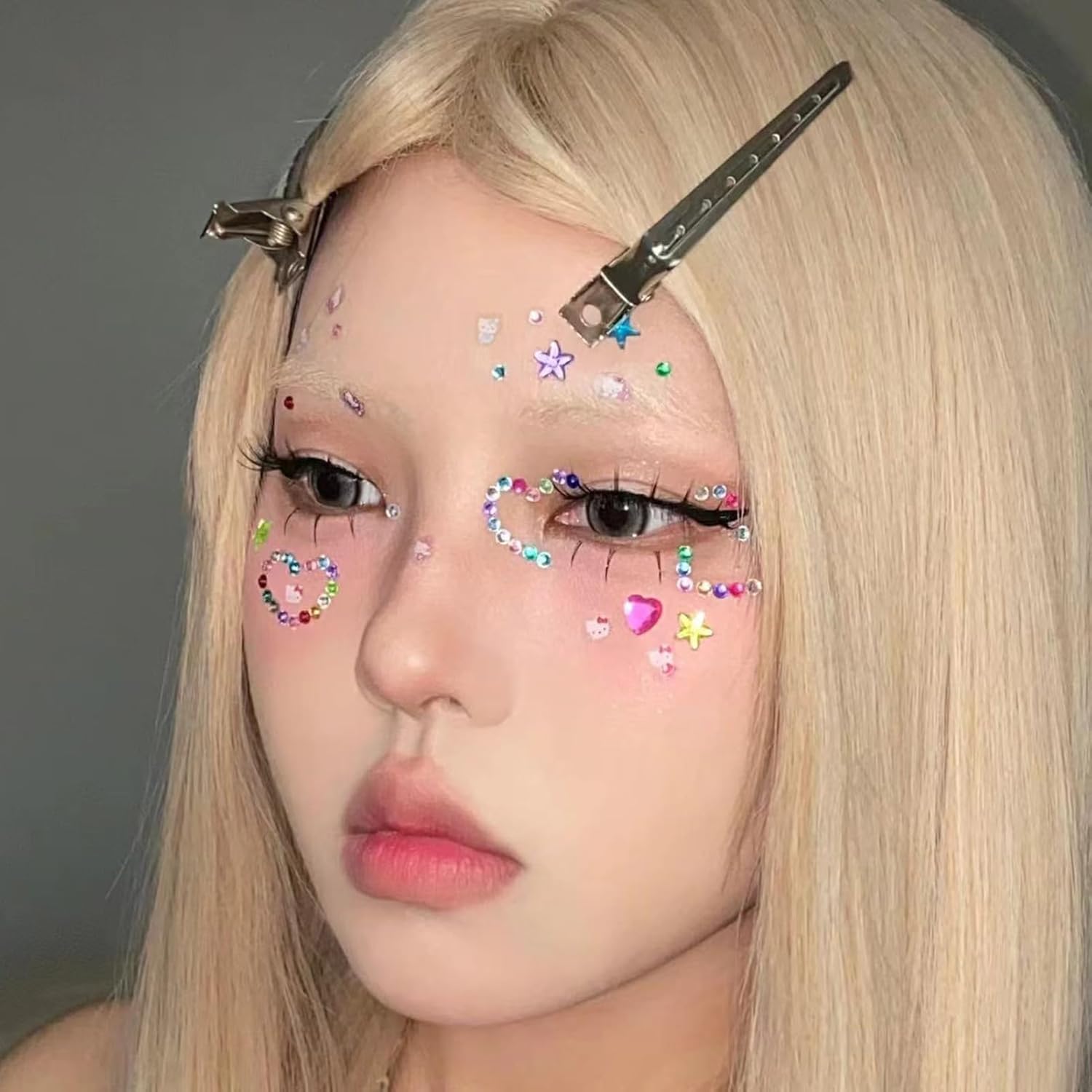 Self Adhesive Face Gems Stickers, Hair Gems Face Jewels Eye Jewels Rhinestones Festival Essentials Rave Accessories Rhinestone Stickers, Eye, Makeup for Kids,Women