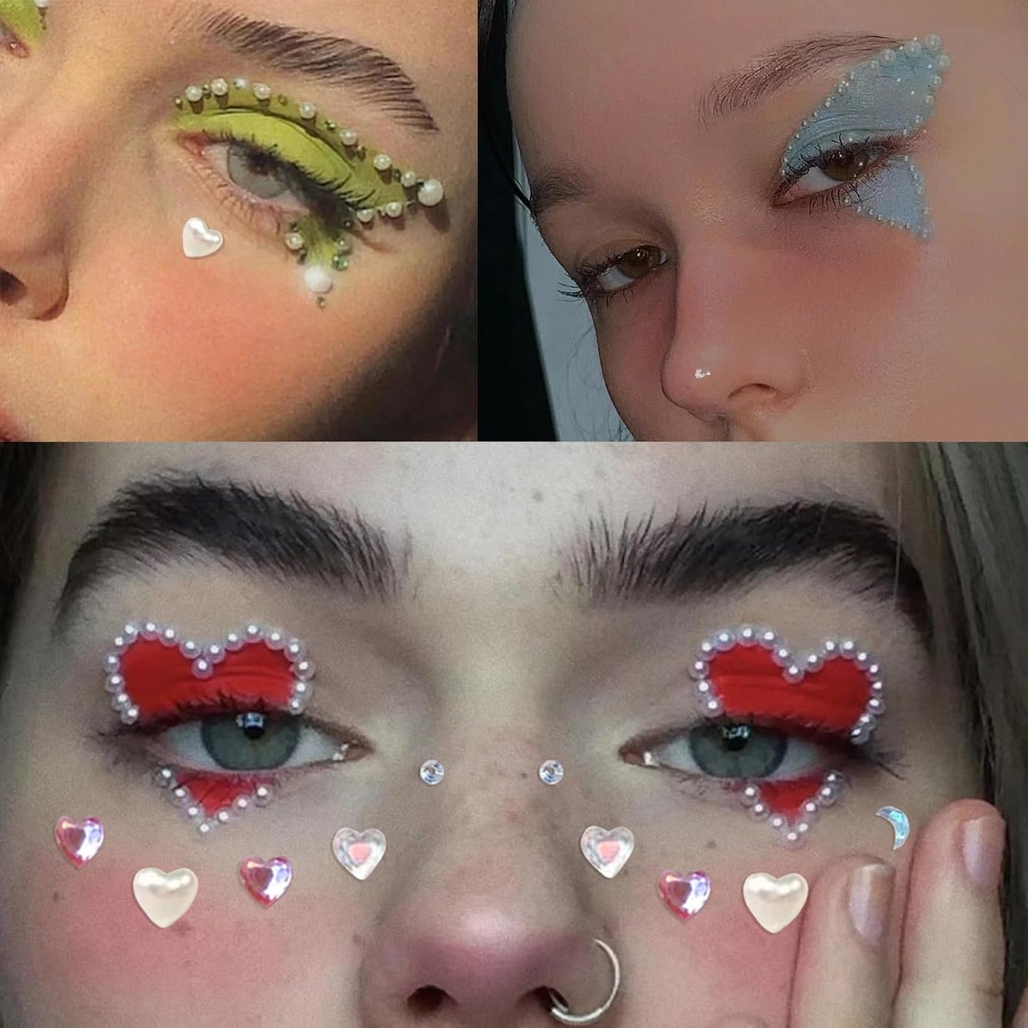 Self Adhesive Face Gems Stickers, Hair Gems Face Jewels Eye Jewels Rhinestones Festival Essentials Rave Accessories Rhinestone Stickers, Eye, Makeup for Kids,Women