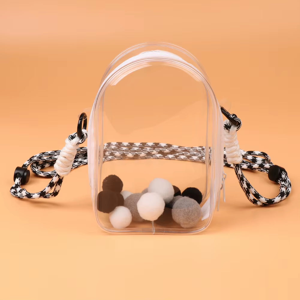 Labubu Sitting Party Cotton Doll Shoulder Bag - Stylish PVC Storage & Dustproof Walk Bag (15cm)