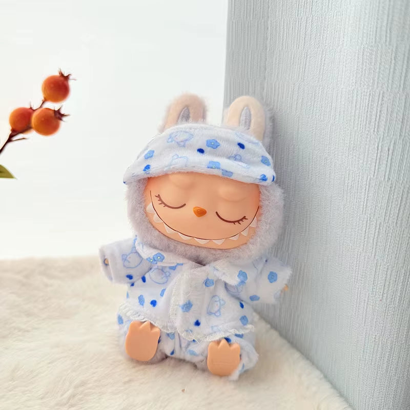 15Cm/17Cm Labubu I II Dolls Clothes Cute Eye Mask Pajamas Three Piece Set Accessories Clothing Plush Doll'S Clothes