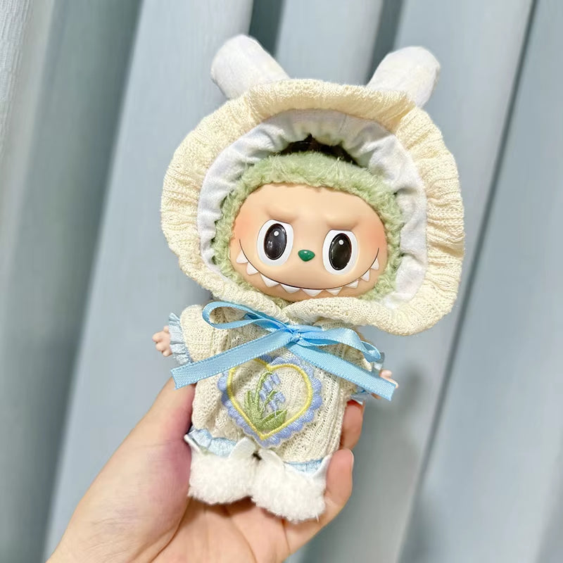 15Cm/17Cm Labubu I II Dolls Clothes Cute Eye Mask Pajamas Three Piece Set Accessories Clothing Plush Doll'S Clothes