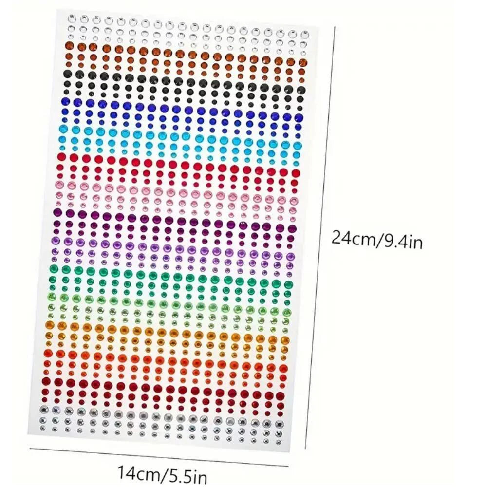 1Sheet 900Pcs Rainbow Face Glittle Gem Stickers Stick-On Facial Tattoo Eye Rhinestone Jewels 3/4/5Mm Mix Wedding Party Make Up