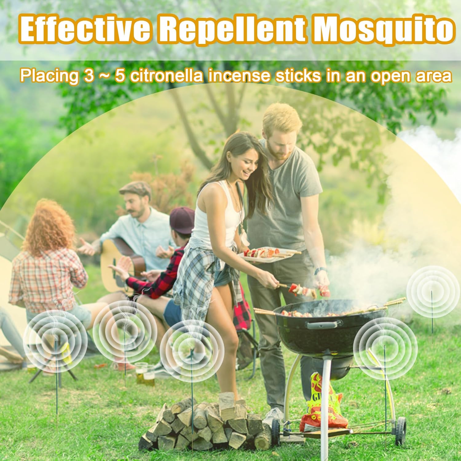 90 Pcs Natural Mosquito Repellent Coils for Outdoor Use, Citronella Incense Sticks Plant-Based Bug Repellent for Patio, Camping, Fishing