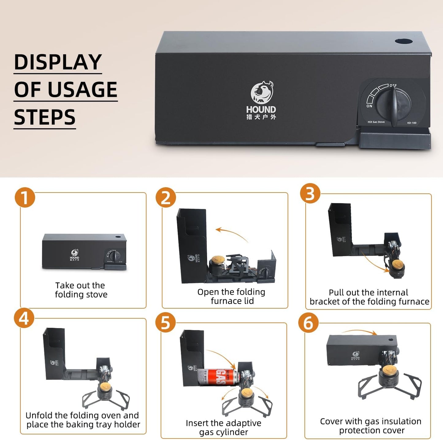 Camping Stove Foldable Portable Grill Stove Include Camp Stove Windscreen Compact Butane Stove for Camping and Outdoor Cooking
