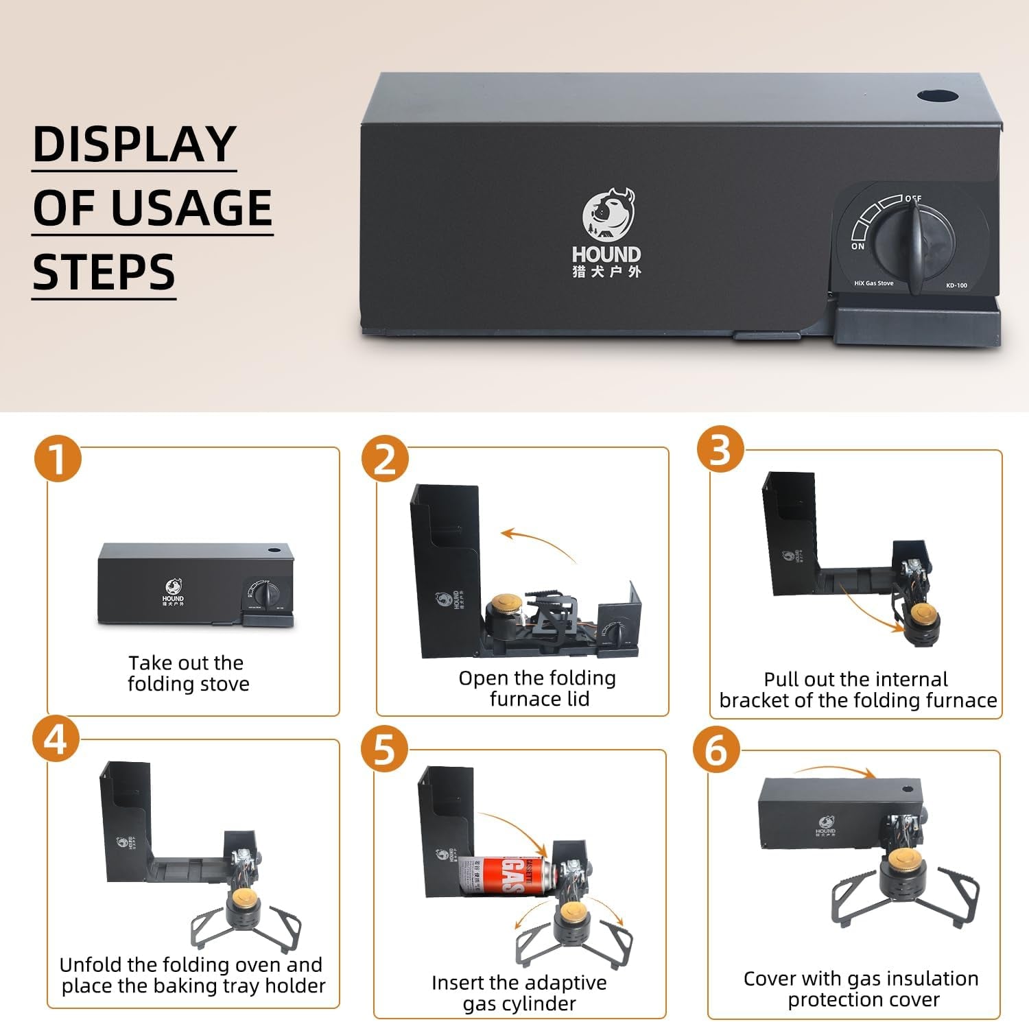 Camping Stove Foldable Portable Grill Stove Include Camp Stove Windscreen Compact Butane Stove for Camping and Outdoor Cooking