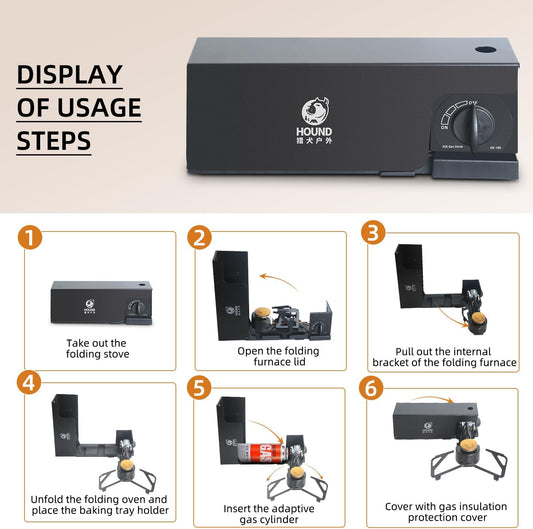 Camping Stove Foldable Portable Grill Stove Include Camp Stove Windscreen Compact Butane Stove for Camping and Outdoor Cooking