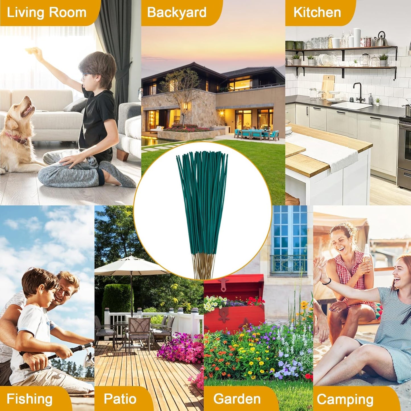 90 Pcs Natural Mosquito Repellent Coils for Outdoor Use, Citronella Incense Sticks Plant-Based Bug Repellent for Patio, Camping, Fishing