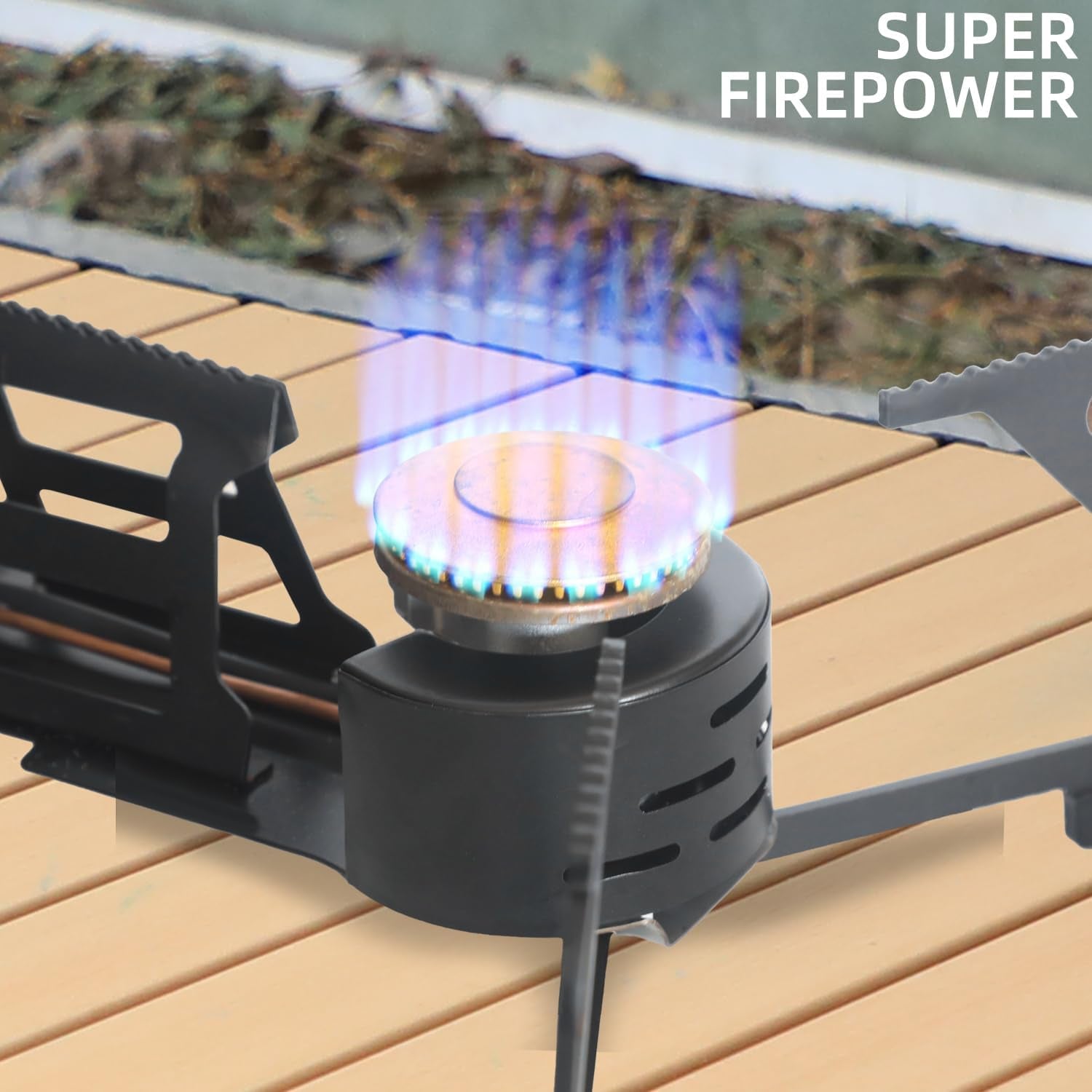 Camping Stove Foldable Portable Grill Stove Include Camp Stove Windscreen Compact Butane Stove for Camping and Outdoor Cooking