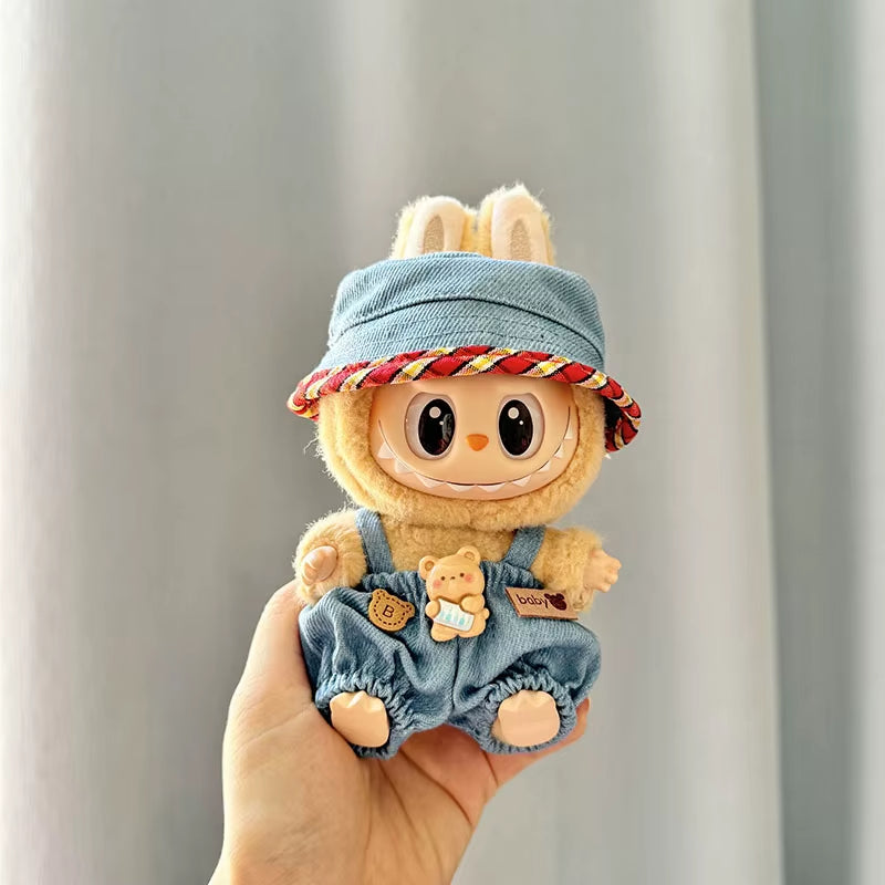 Adorable 17Cm Mini Plush Doll Outfit - Kpop Exo Labubu Bear Jumpsuit Accessories for Kids DIY Gift