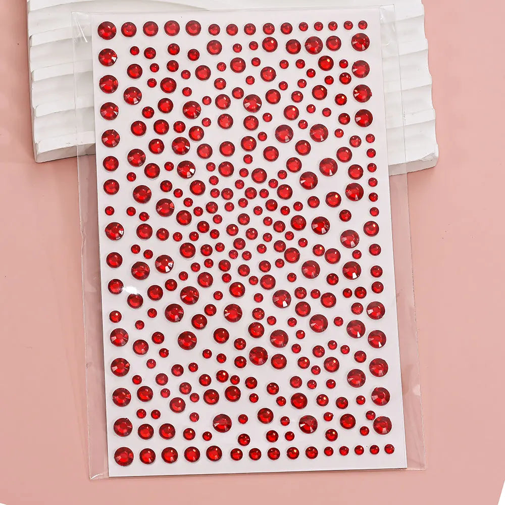 1Sheet 900Pcs Rainbow Face Glittle Gem Stickers Stick-On Facial Tattoo Eye Rhinestone Jewels 3/4/5Mm Mix Wedding Party Make Up