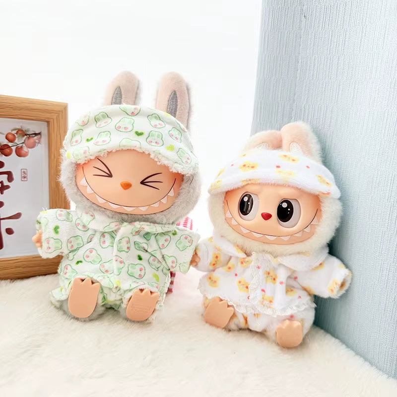 15Cm/17Cm Labubu I II Dolls Clothes Cute Eye Mask Pajamas Three Piece Set Accessories Clothing Plush Doll'S Clothes