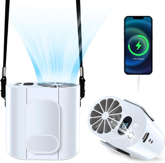 7000Mah Portable Waist Clip Fan, with LED Flashlight, 30H Cooling Personal Wearable Fan, 4-Speed 10000RPM Powerful and Silent Waist Fan, Rechargeable Hands-Free Fan for Outdoor Jobsite Camping
