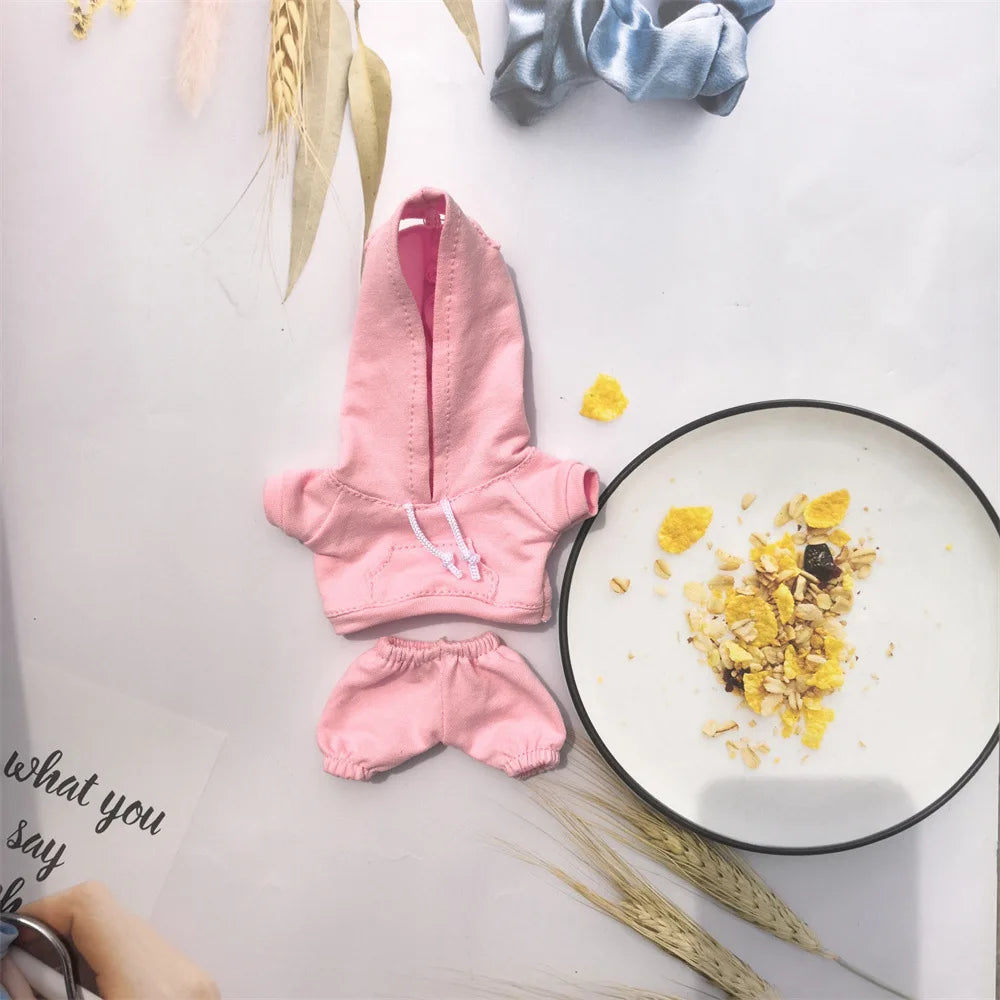 Labubu Casual Sweatsuit Set - Comfy Labubu Clothes for 15/17Cm Dolls Featuring Ribbed Hem Details