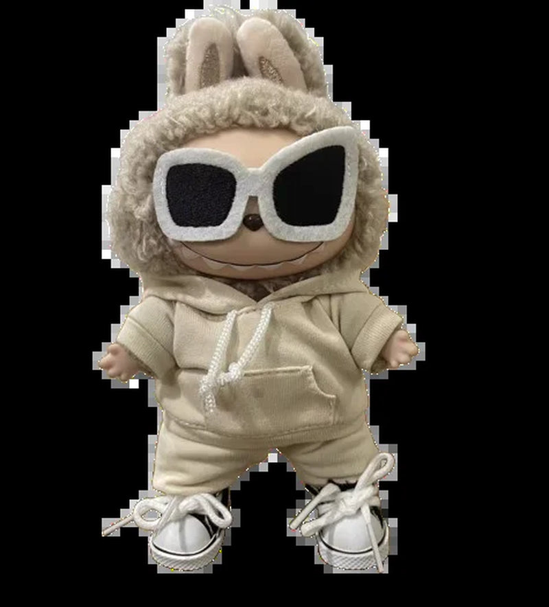 Labubu Casual Sweatsuit Set - Comfy Labubu Clothes for 15/17Cm Dolls Featuring Ribbed Hem Details
