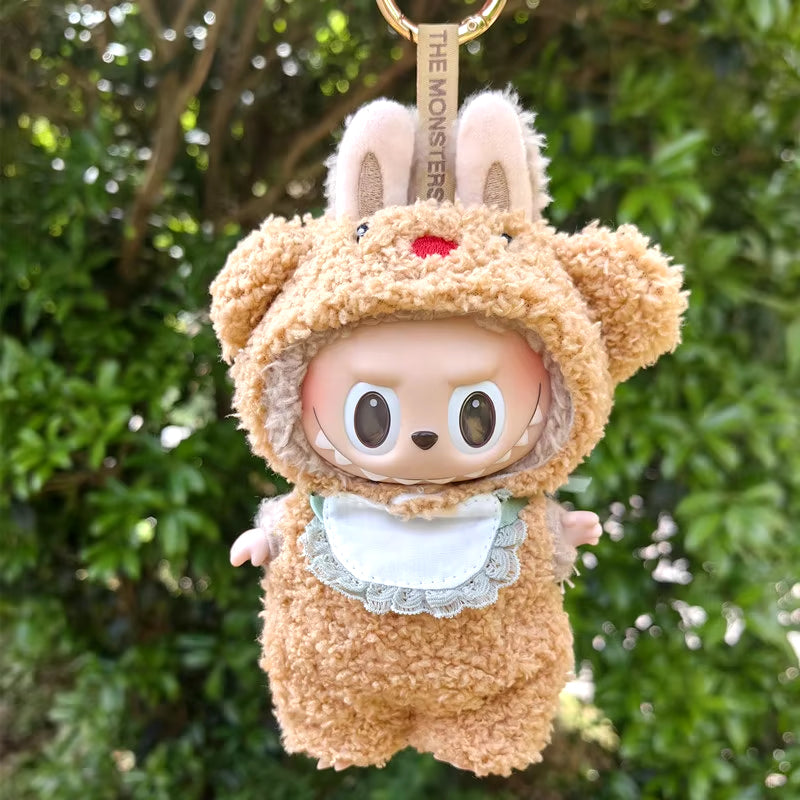 Adorable 17Cm Mini Plush Doll Outfit - Kpop Exo Labubu Bear Jumpsuit Accessories for Kids DIY Gift