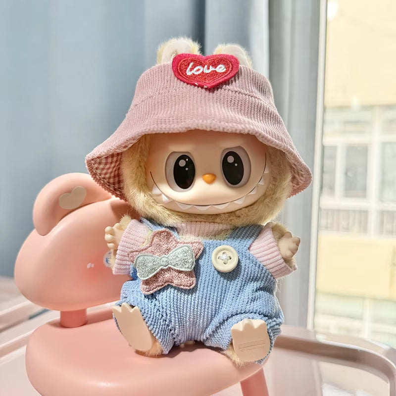 For 17Cm Labubu Out Fit Clothes Time to Chill Doll Clothes for Labubu II Doll Cute Clothes
