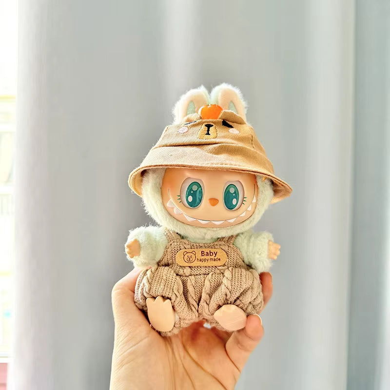 Adorable 17Cm Mini Plush Doll Outfit - Kpop Exo Labubu Bear Jumpsuit Accessories for Kids DIY Gift