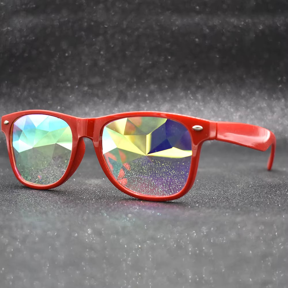 Trendy Square Party Sunglasses Women Men Fashion EDM Light Diffraction Futuristic Rave Festival Sun Glasses Psychedelic Prism