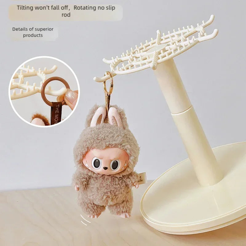 New Labubu Pendant Display Box Transparent 360 Rotating Dustproof Labubu Plush Doll Figure Blind Box Storage Display Stand