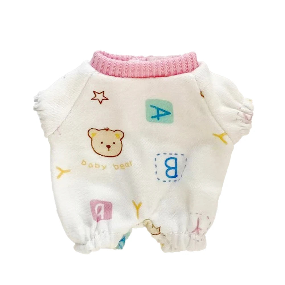 Labubu Silk Spotted Pajamas - Luxe Sleepwear Outfit for 17Cm Labubu Doll with Soft Polka Dot Design