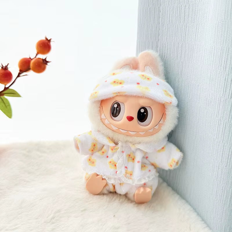 15Cm/17Cm Labubu I II Dolls Clothes Cute Eye Mask Pajamas Three Piece Set Accessories Clothing Plush Doll'S Clothes