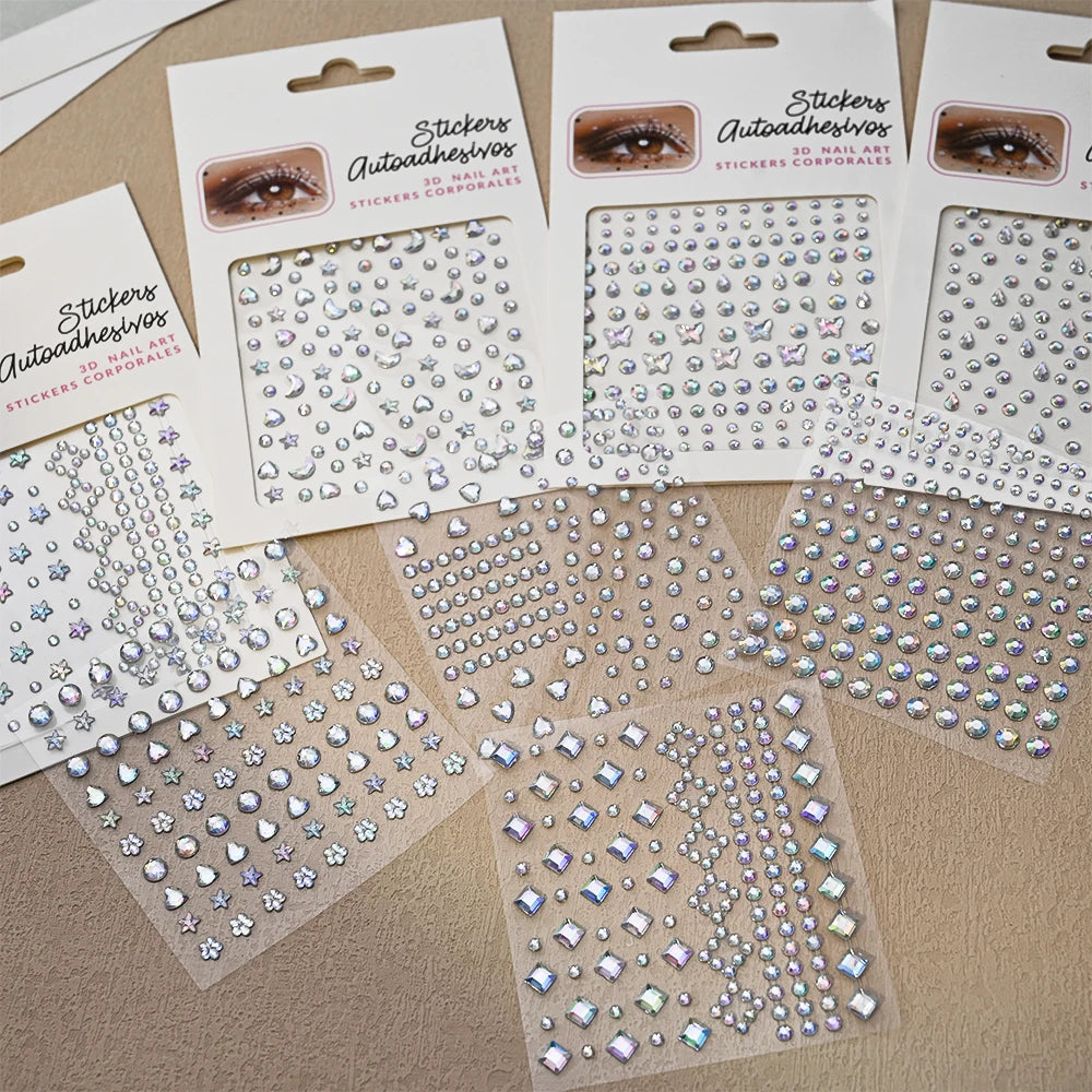 1Pc 5D Face Diamond Water Drops Rhinestone Gem Sticker Crystal Tear Eyeshadow Sticker Nail Body Makeup Stars Sticker DIY Decor