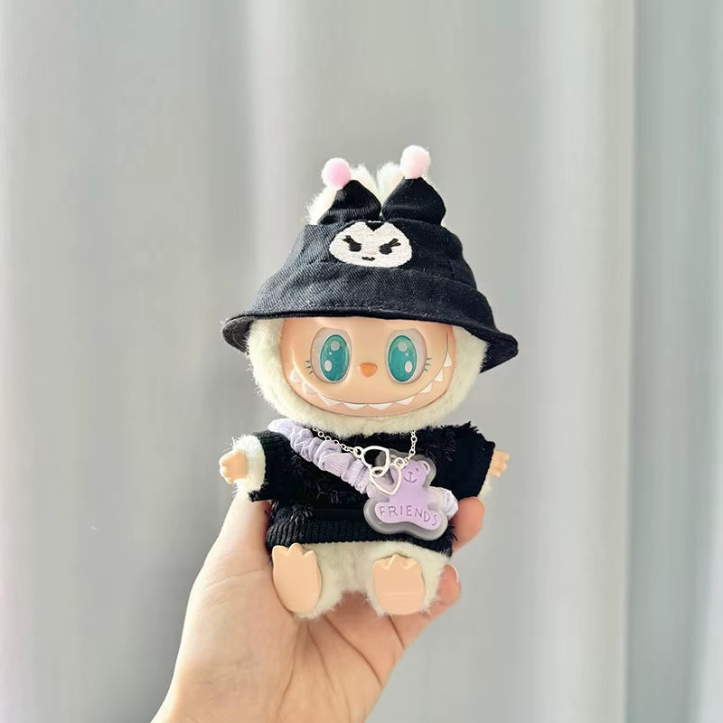 Adorable 17Cm Mini Plush Doll Outfit - Kpop Exo Labubu Bear Jumpsuit Accessories for Kids DIY Gift