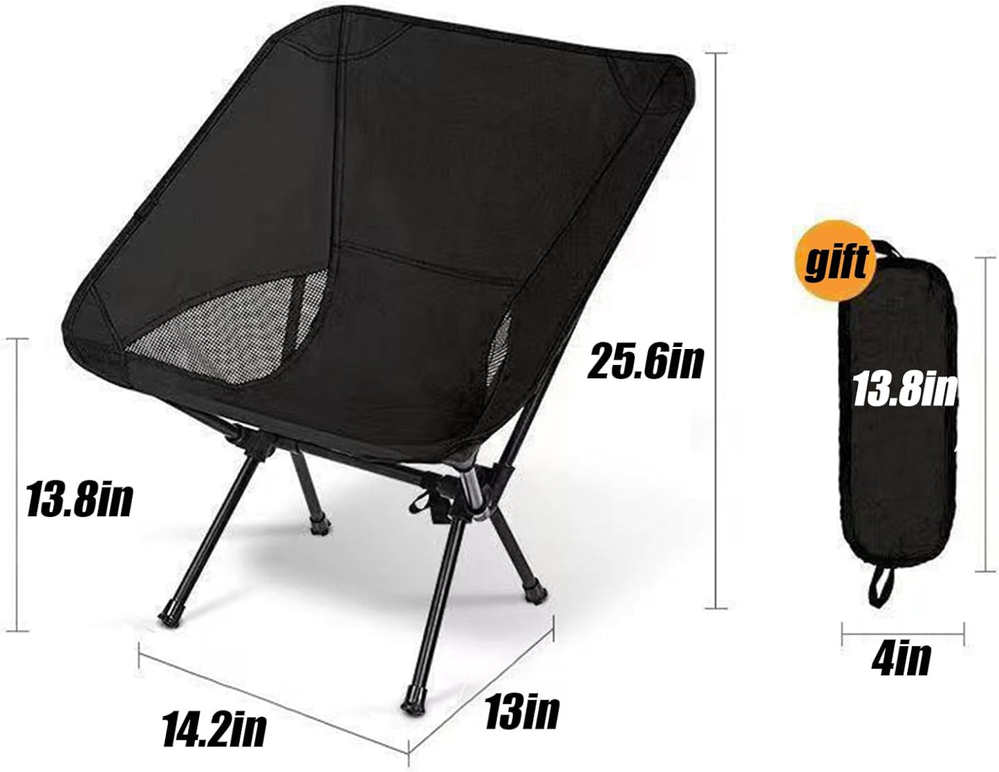 Backpacking Chair, Compact Camping Chair, Camping Folding Chairs for 260Lb, for Adults Lightweight Camping Chair, Ultra Durable for Travel Beach Picnic Festival Hiking, Portable Chair Camping Chairs