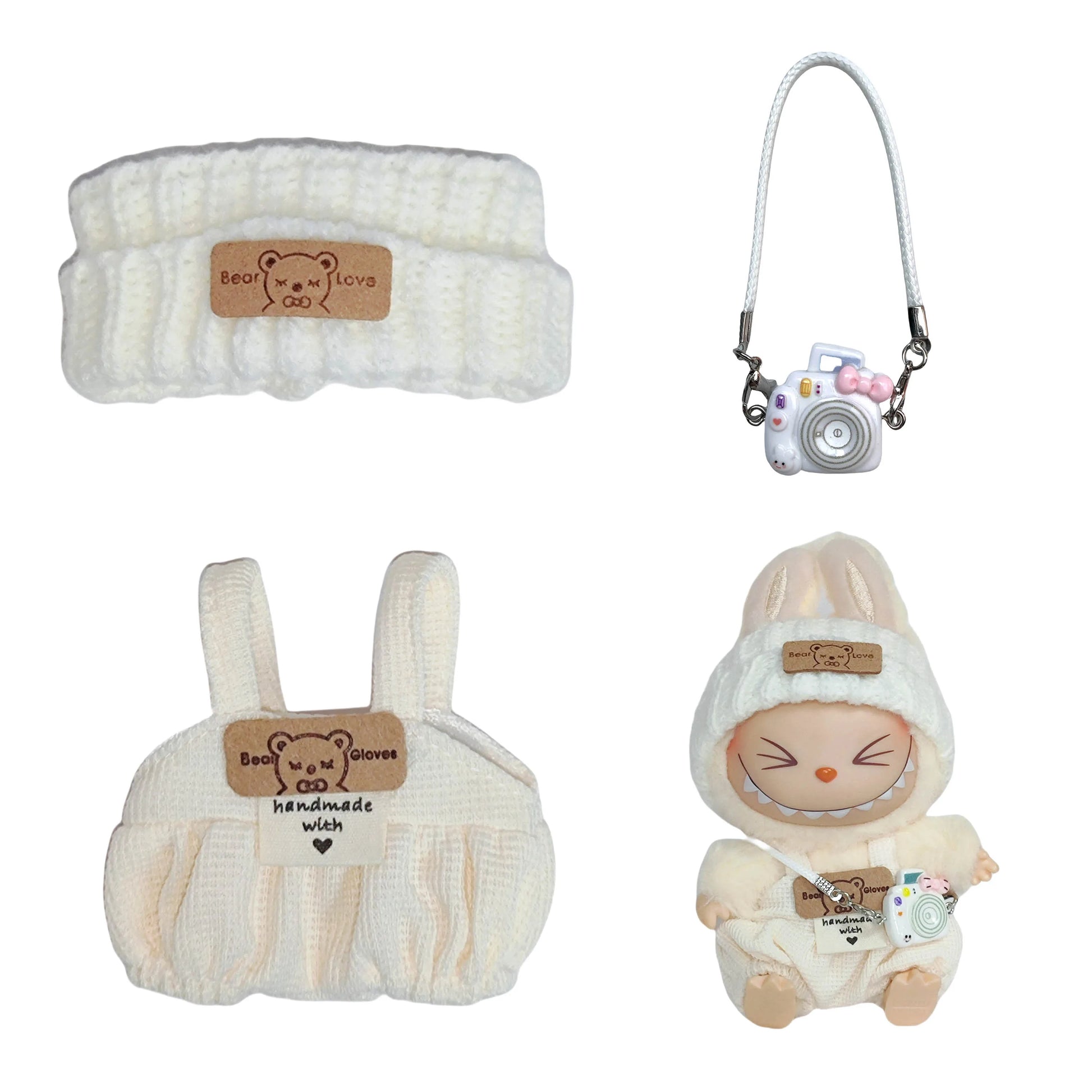 1St & 2Nd Generation Labubu Outfit Keychain - Labubu Sit-Sit Party Doll Clothes (Overalls Two-Piece Set)