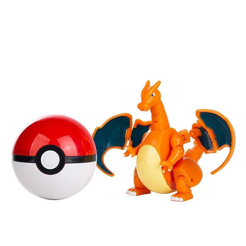 About Pokemon Anime Figure Charizard Pikachu Gyarados Pocket Monster Figure Pokeball Action Deformation Toy Model Children Gift
