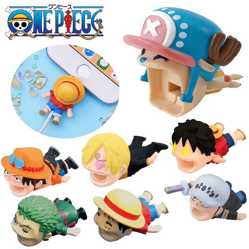 Anime ONE PIECE Phone Data Cable Protective Sleeve Cartoon Zoro Chopper Luffy Cute for Iphone Samsung Ipad Charging Cable Gift