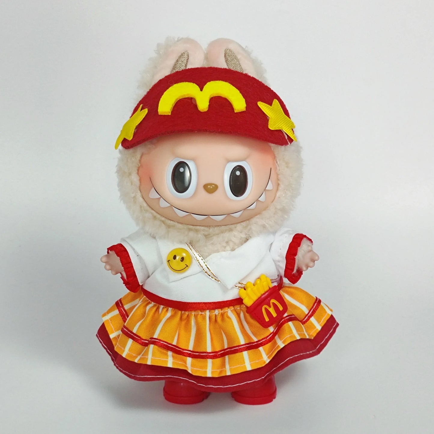 Clothes for Labubu Doll Clothes 17Cm - Little Mcdonald Three-Piece Set, Vinyl Keychain Plush Costume