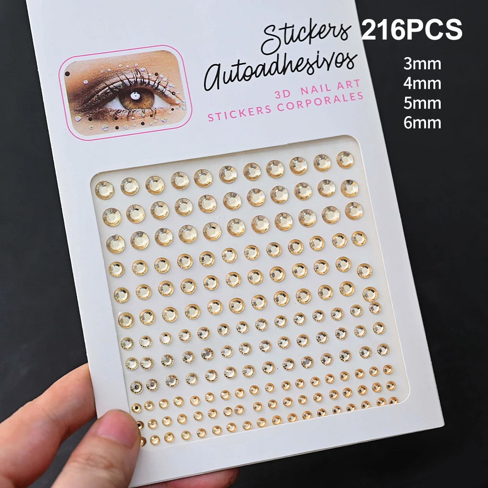 1Pc 5D Face Diamond Water Drops Rhinestone Gem Sticker Crystal Tear Eyeshadow Sticker Nail Body Makeup Stars Sticker DIY Decor