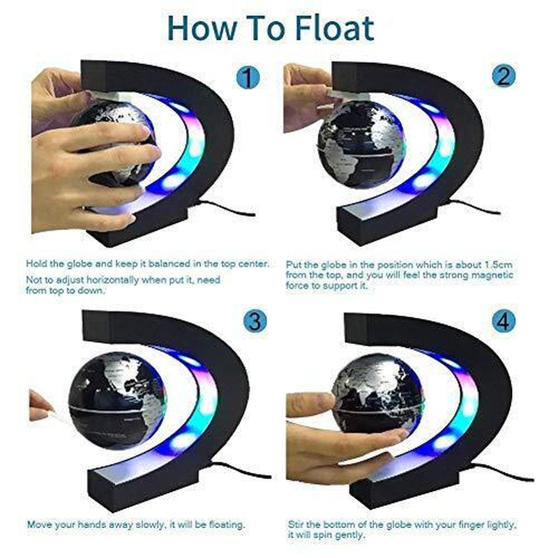 Estefanlo Floating Globe with LED Lights C Shape Magnetic Assorted Colors