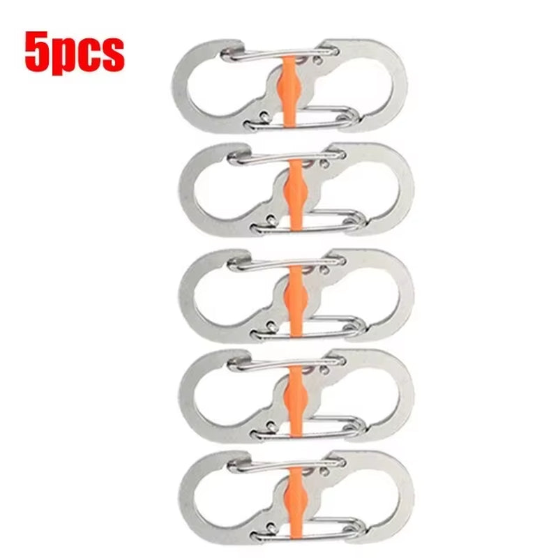 5Pcs Outdoor Camping S Type Carabiner with Lock Mini Keychain Hook Anti-Theft Outdoor Camping Backpack Buckle Key-Lock Tool