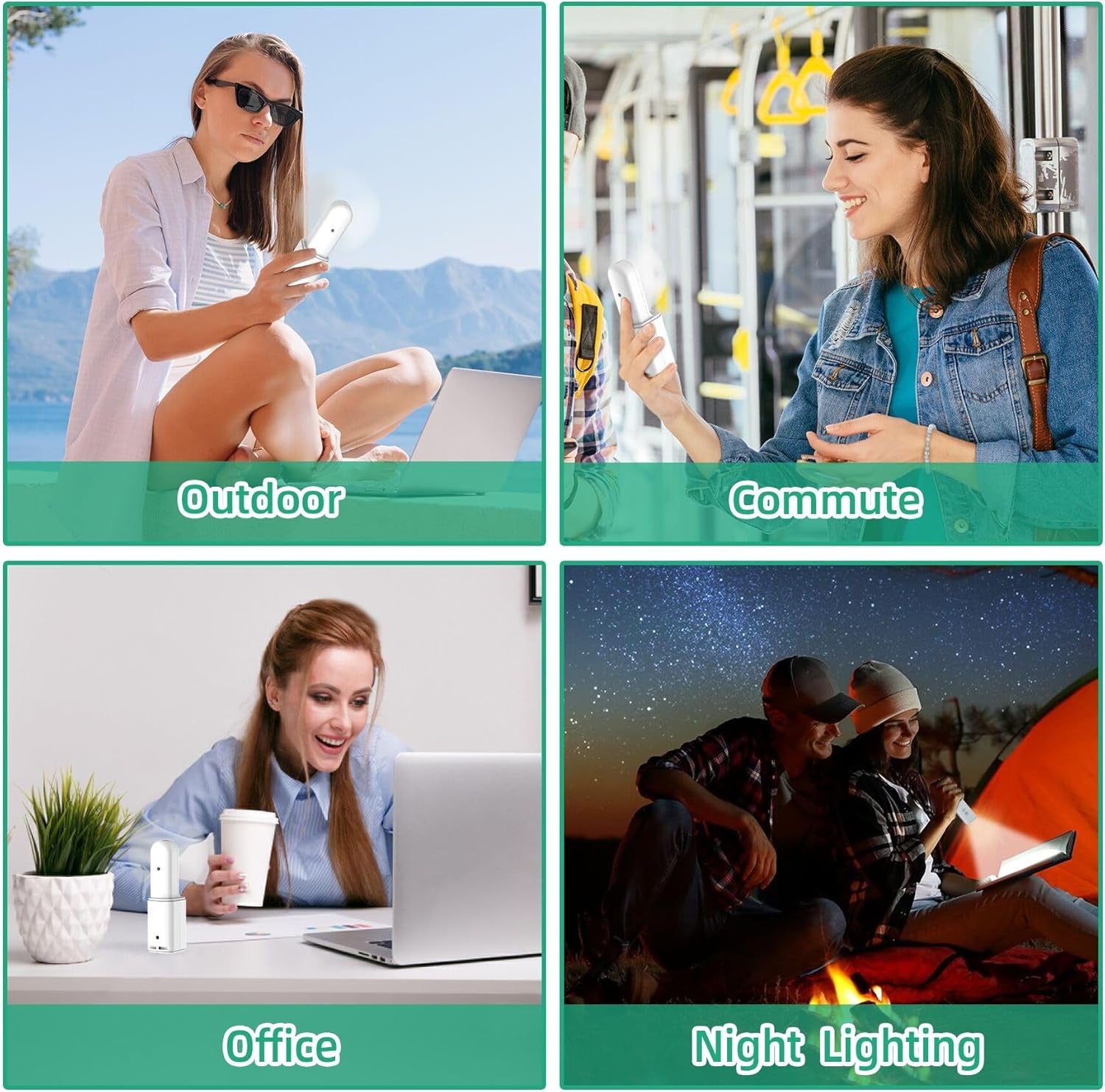 2-Pack Rechargeable Fan with Flashlight, 2In1 Mini Handheld Fans with Light, Pocket USB-C Rechargeable Hand Fans, Portable Fans Cooling and Lighting Solution for Summer Travel Camping Outdoor