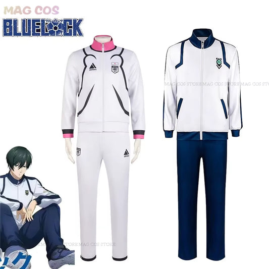 Anime Blue Lock Cosplay Isagi Yoichi Cosplay Suit Blue Pink Suit Yoichi Wig Coat Pants School Uniform Men Hallowen Party Clothes