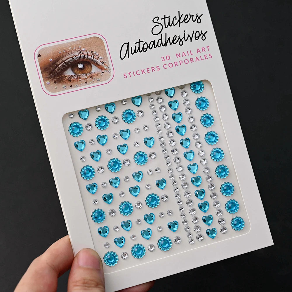 1Pc 5D Face Diamond Water Drops Rhinestone Gem Sticker Crystal Tear Eyeshadow Sticker Nail Body Makeup Stars Sticker DIY Decor